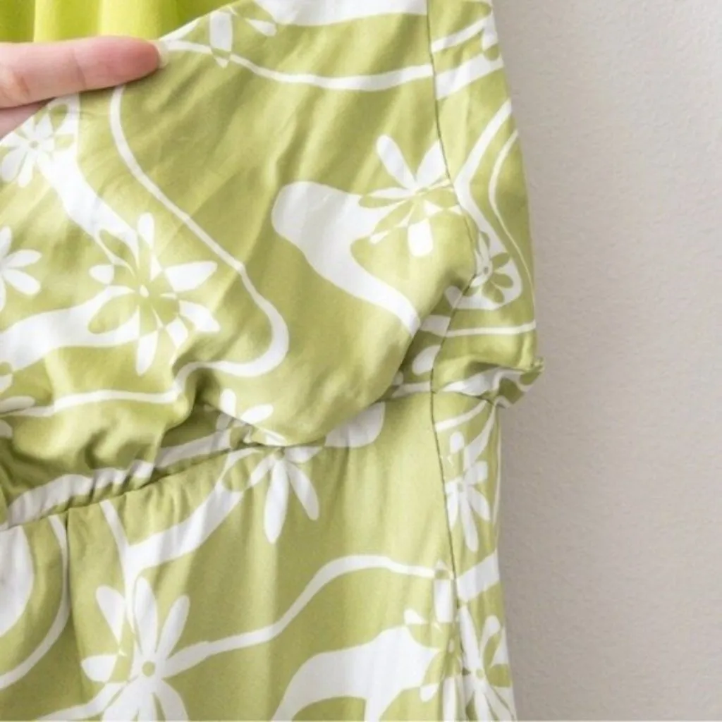 NEW ASTR The Label Quinta Retro Halter Chain Mini Dress M Celery Floral Mabel - Image 10