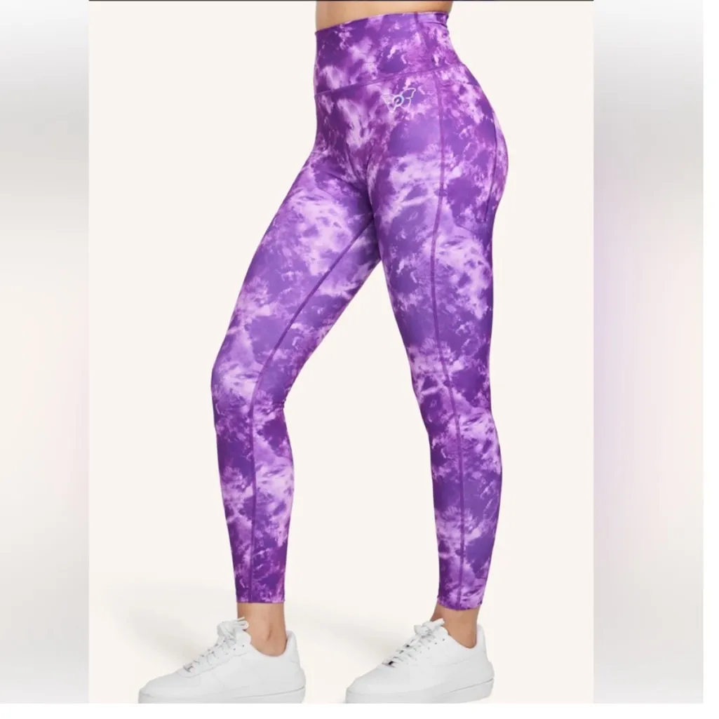 Peloton x Brittany Allen Tie Dye Pocket Leggings M Purple - Image 7
