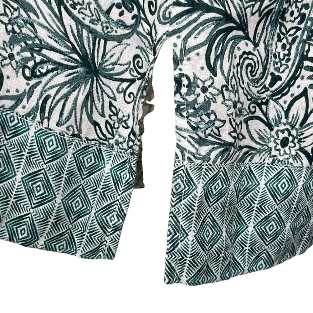 Sigrid Olsen 100% Linen Paisley Floral Tunic Top Women’s Size L 3/4 Sleeves - Image 7