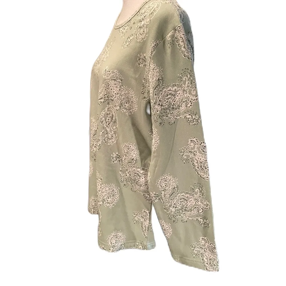 Mint Green With Paisley Print Long Sleeve Round Neck Sweatshirt Size M - Image 3