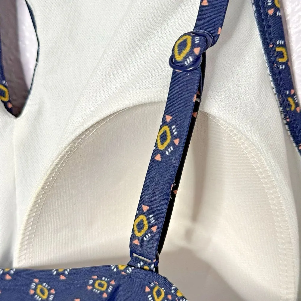 Kona Sol Key Hole Blue Gold Summer Beach High Neck Tankini Top Size S (4-6) NEW! - Image 5