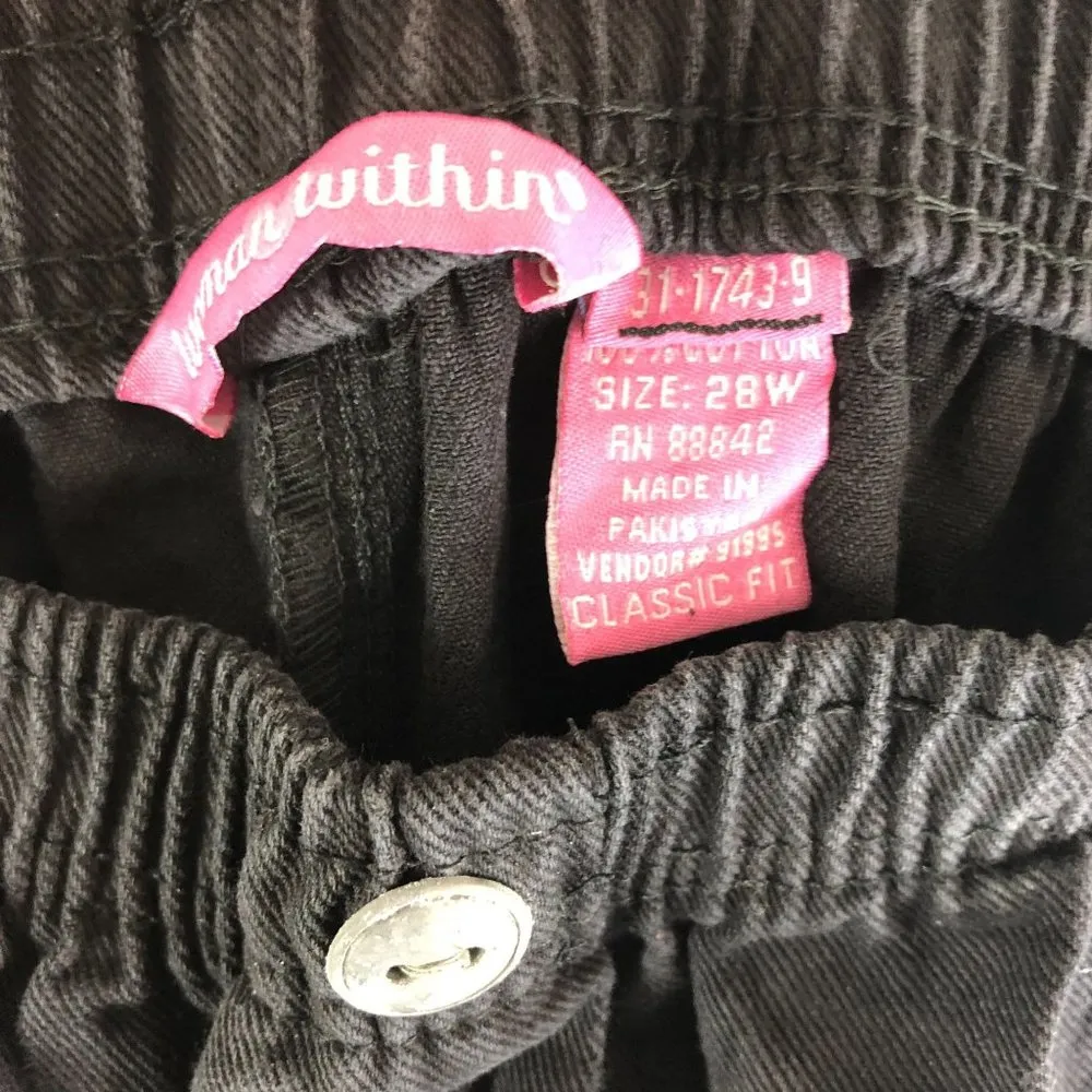 Woman Within Jeans Elastic Waist Pull On Classic Fit 100% Cotton Black 28W - Image 3