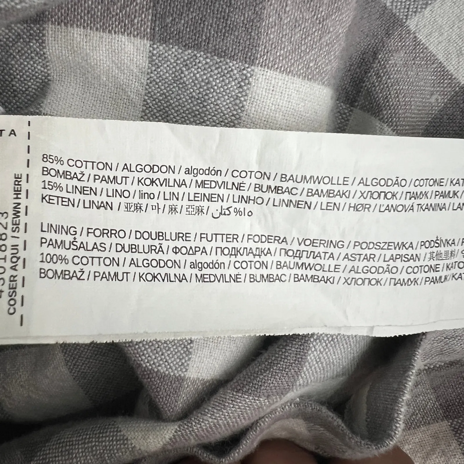 MNG Check Print Mini Dress Womens Small Linen Cotton Beachy Coquette Coastal Gray - Image 11