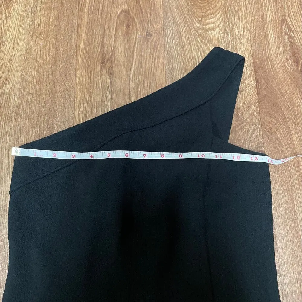 BCBGeneration Solid Black One Shoulder Crepe Fitted Jumpsuit Size 2 XS Cocktail - Image 13