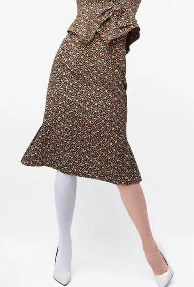 Batsheva Strawberry & Ditsy Floral Print Midi Skirt - Image 10