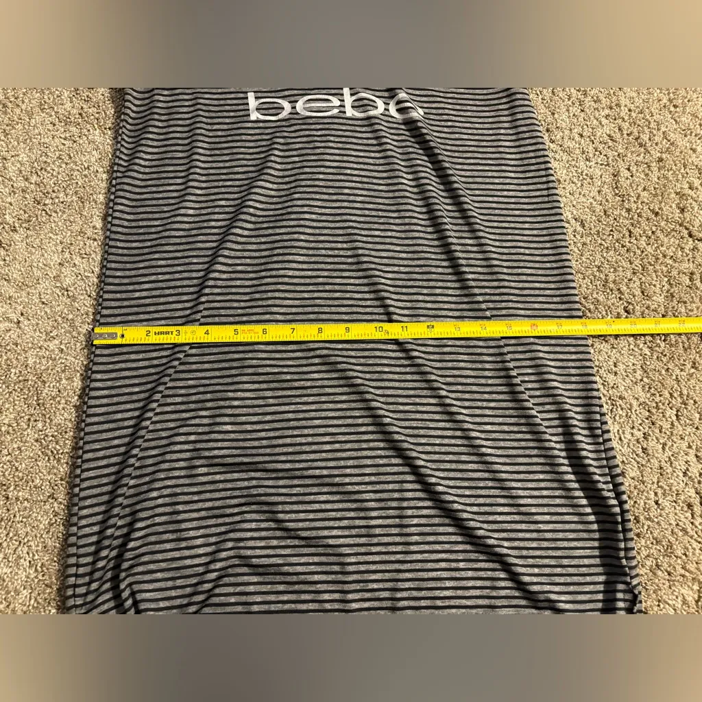 (Bebe Sleepwear) Striped Y2K V-Neck Midi Dress: Size Large - Image 3