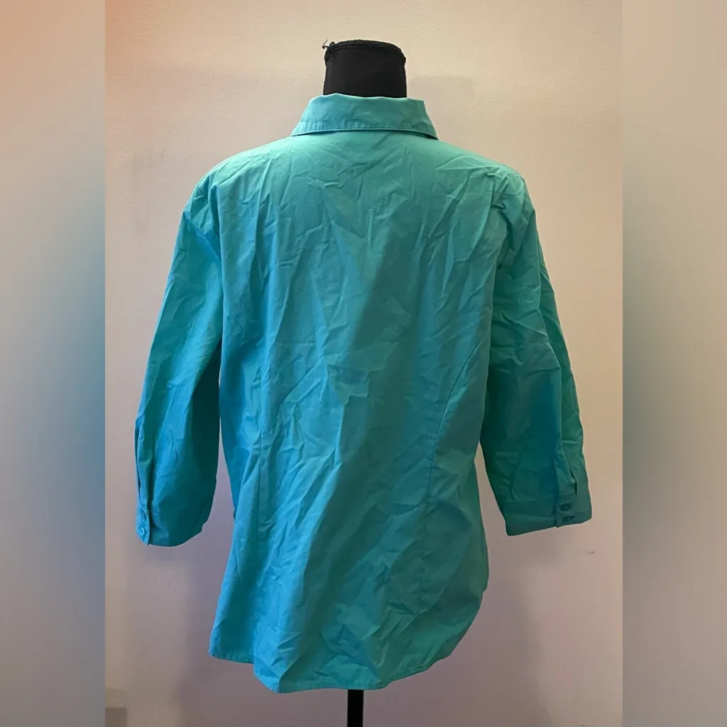 Christopher & Banks- Teal Button-down Blouse Size L - Image 4