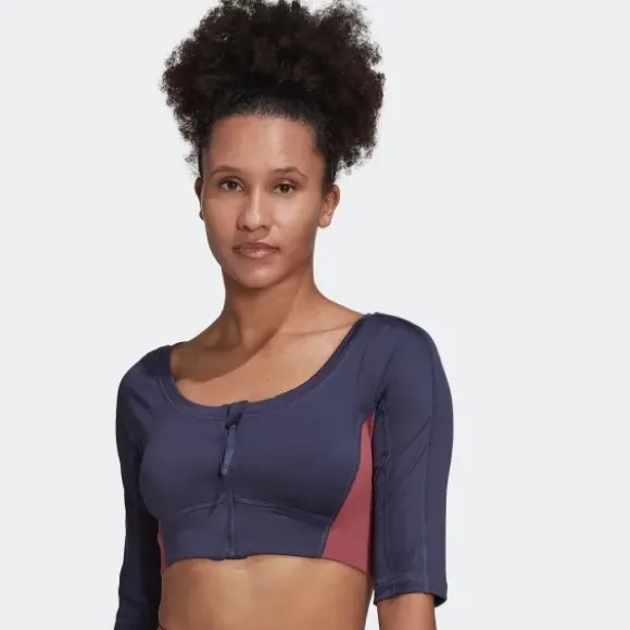 NWT ADIDAS YOGA Crop TOP XL Navy Burgundy - Image 4
