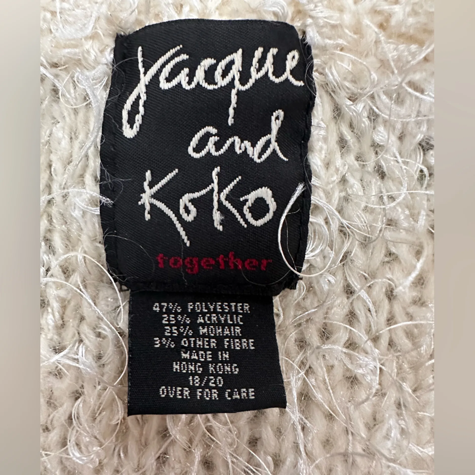 Jacque & KoKo Funky Furry Cropped Ivory Mohair Cardigan Sweater White Size 18 - Image 7