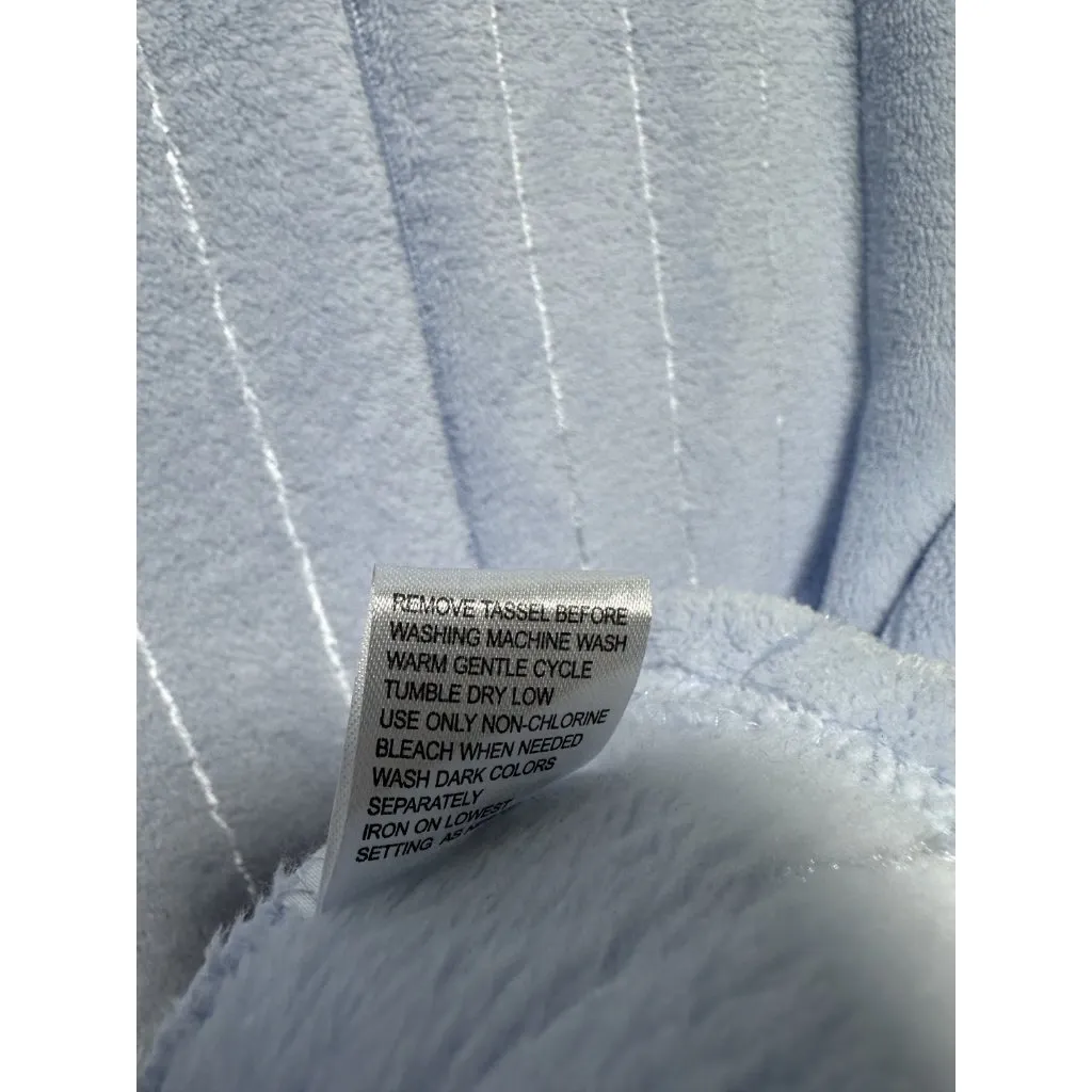 Miss Elaine Large Fleece Nightgown Robe Full Zip Light Blue Embroidered Midi - Image 11