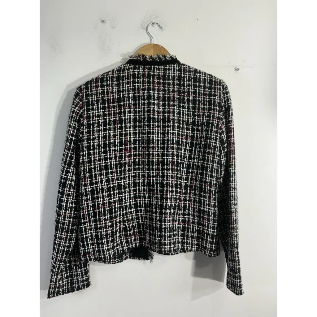 Womans Dress Barn Blazer 6 Multicolor Lined Open Front Padded Shoulders - Image 2