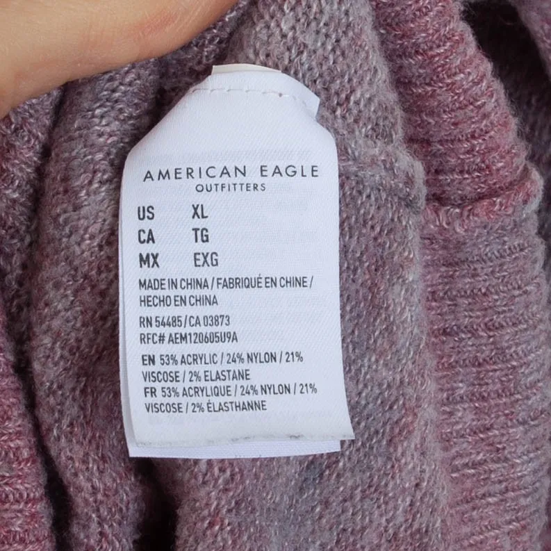 American Eagle Sweater XL Cowl Neck Pink Purple Ombre Knit Pullover Oversized Size 1X - Image 6