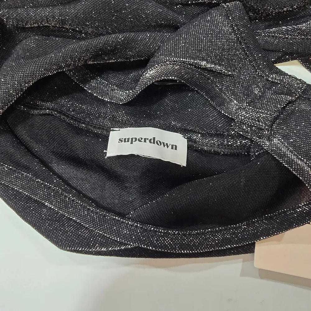 Superdown Priya Cross Back Bodysuit in Black Metallic - Image 9