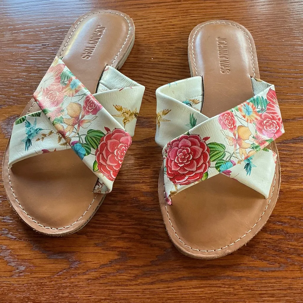 Johnny Was Andra Floral Cross Band Sandals Sz 7 EUC - Image 2