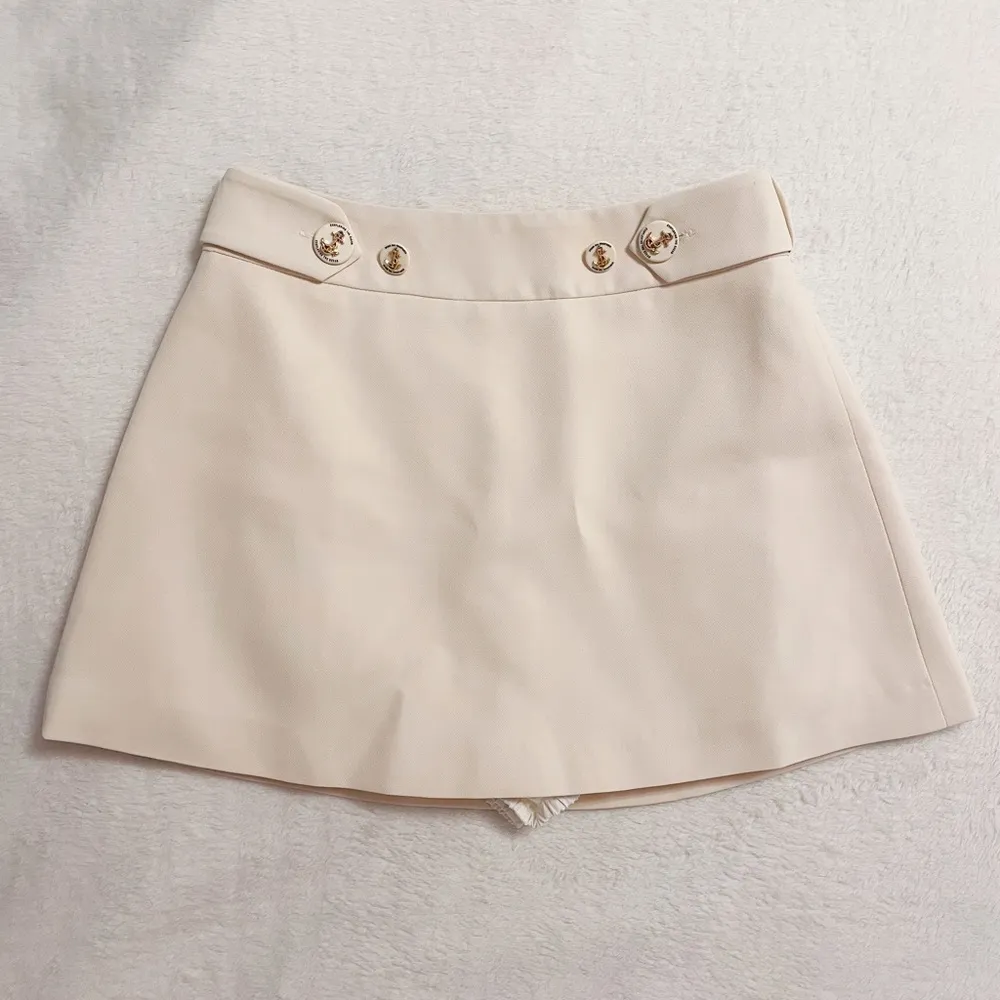 Japanese Kawaii Style Balletcore Sailor Button Cream Ivory Mini Skirt Skort Size XS - Image 6