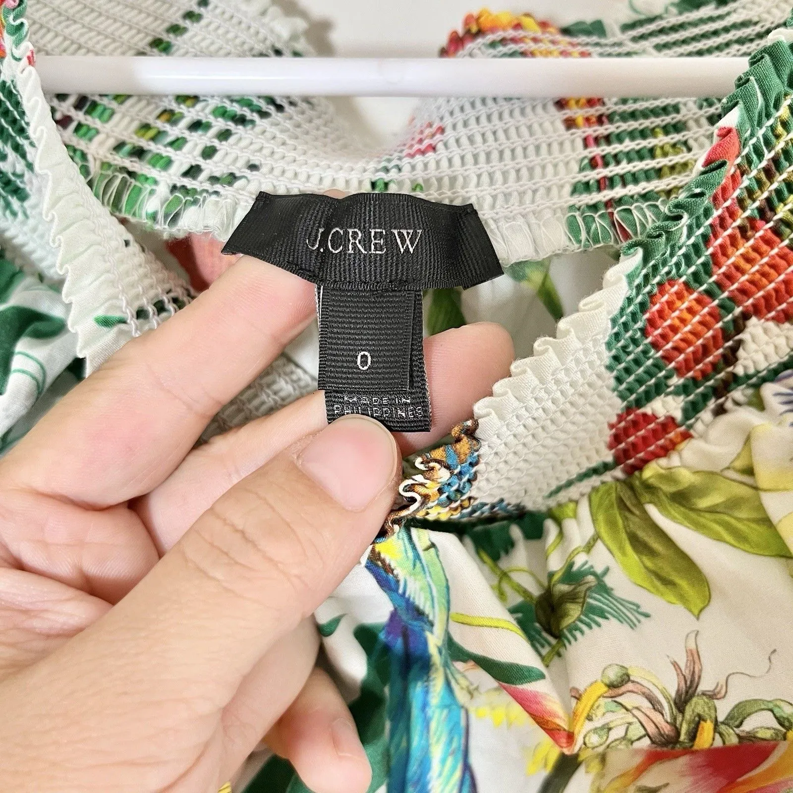 J.Crew Off the Shoulder Ratti Into the Wild Jungle Dress Sz 0 XS Tropical Green - Image 5