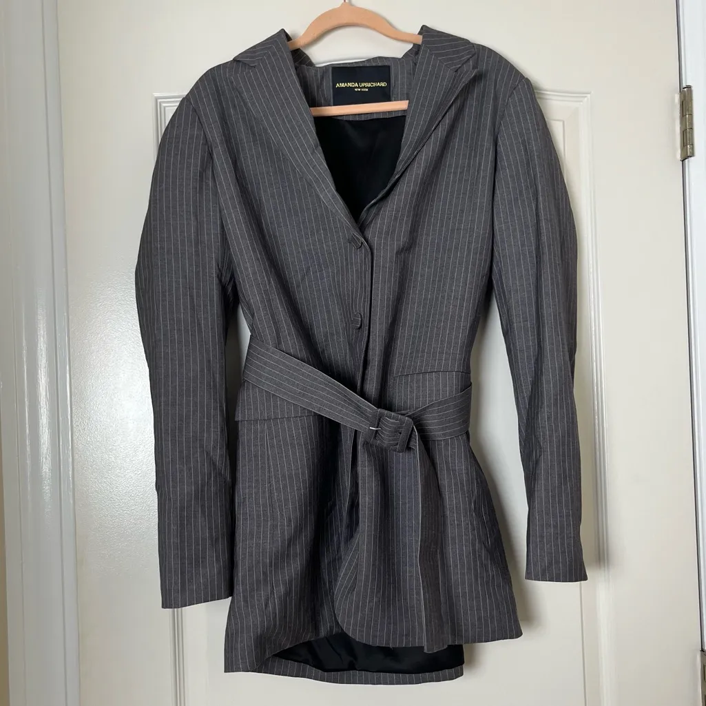 Amanda Uprichard Meritt Blazer Dress in Gray‎ Pinstripe Size XS - Image 2