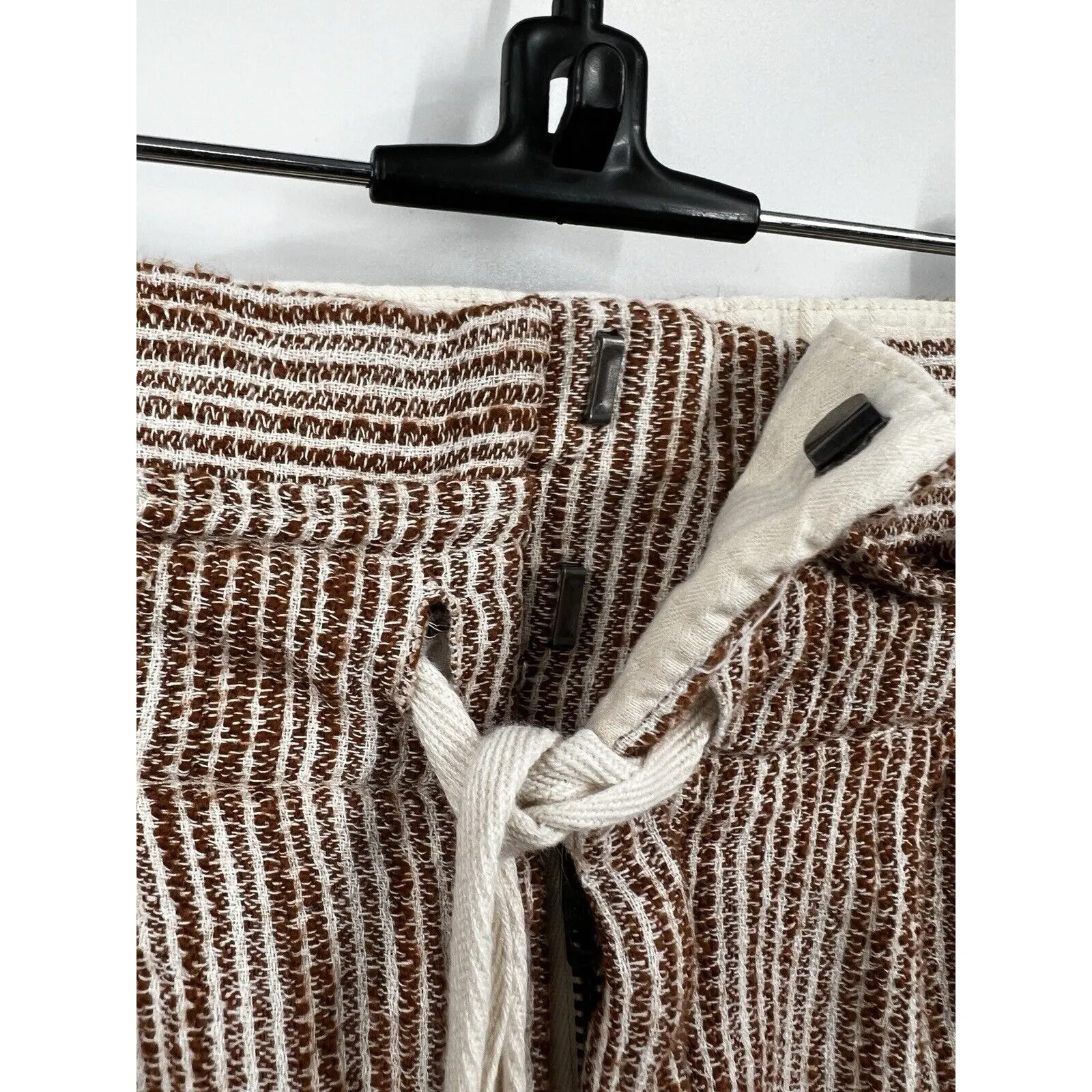Free‎ People Pants Womens Brown White Light at Sunrise Crop Drawstring Size 6 - Image 5