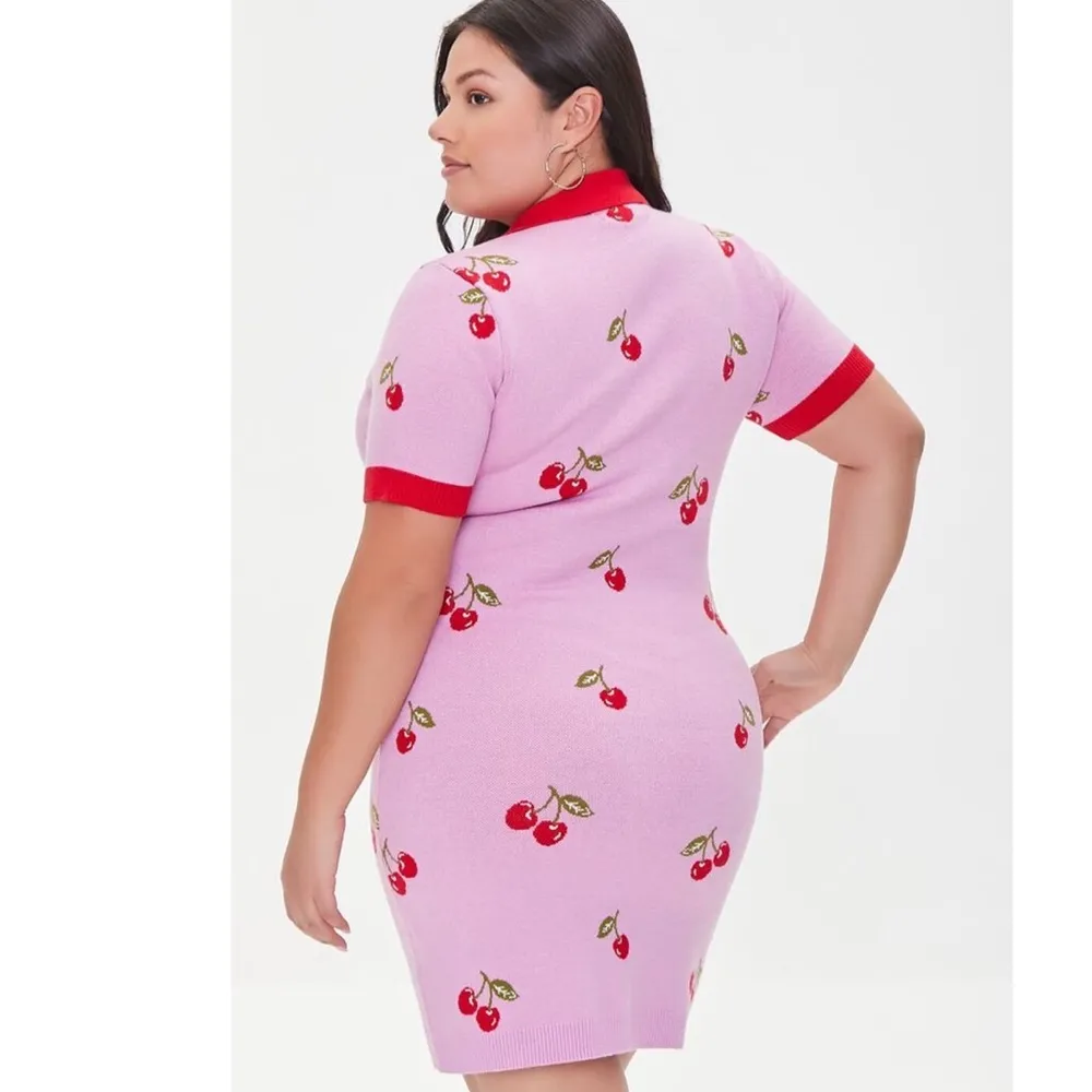 NWT Forever 21 Plus Size Cherry Print Sweater Dress - Image 4