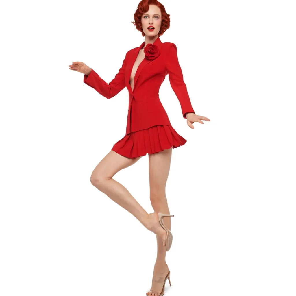 NORMA KAMALI Pleated Pickleball Skirt in Tiger Red Size X-Small NWT - Image 2