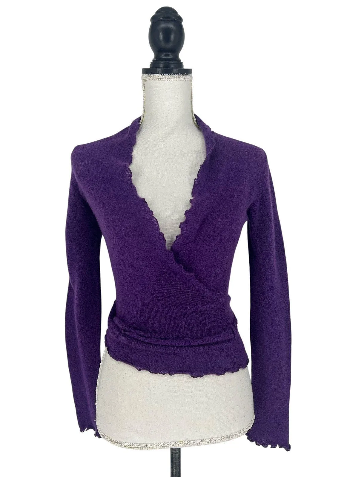Casmari Purple Cashmere Blend Wrap Sweater Size XS - Image 2