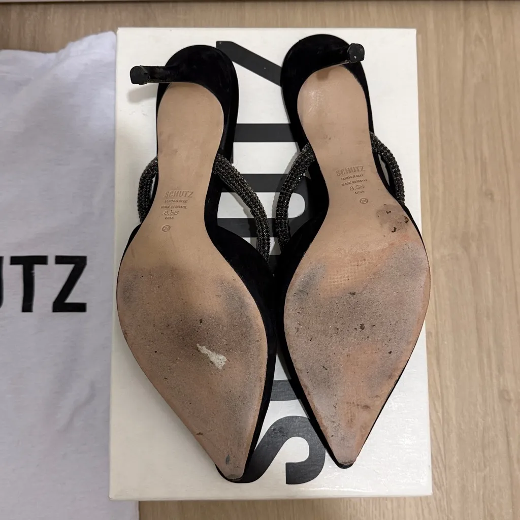 SCHUTZ Nobuck Black Rhinestone Heel - 8.5 - Image 5