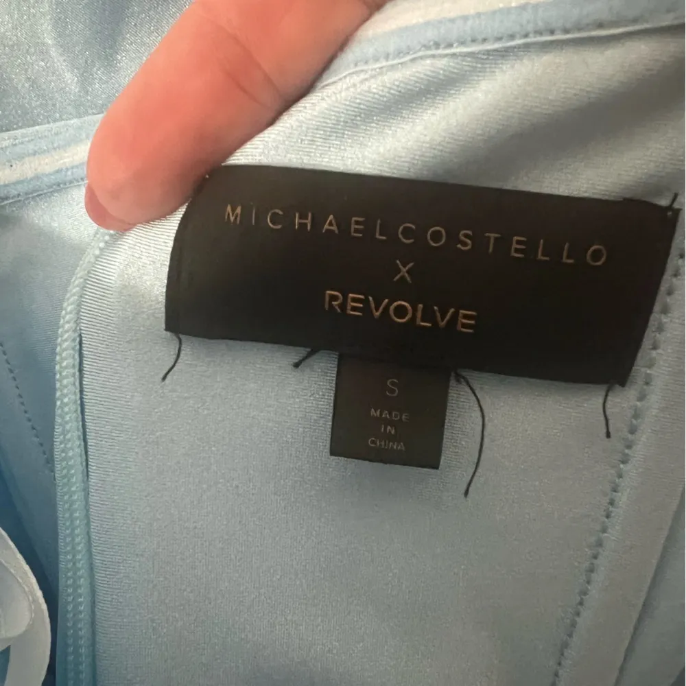 Michael Costello X Revolve Jake Strapless Plunging Maxi Gown Baby Blue - Image 10