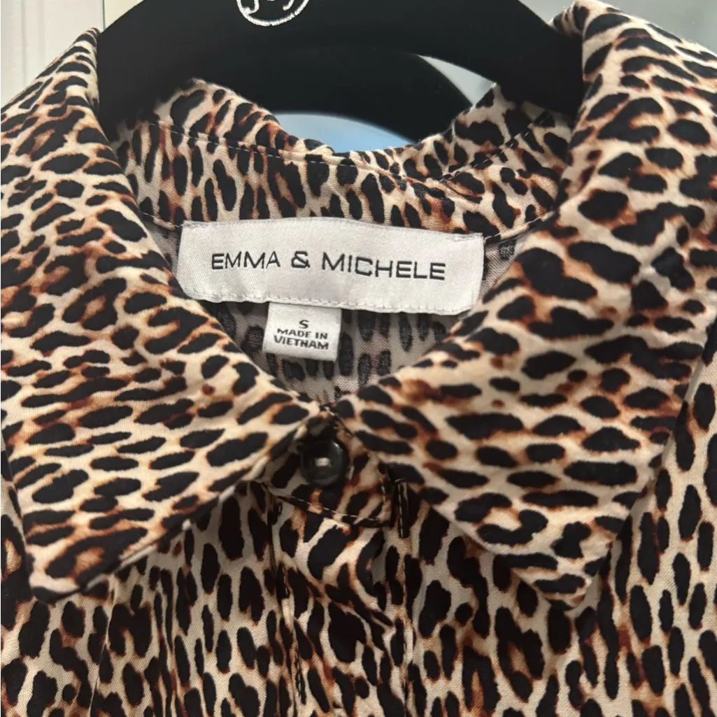 Emma & Michele Leopard Print Maxi Shirt Dress | Soft Rayon | Safari Chic Size S - Image 3