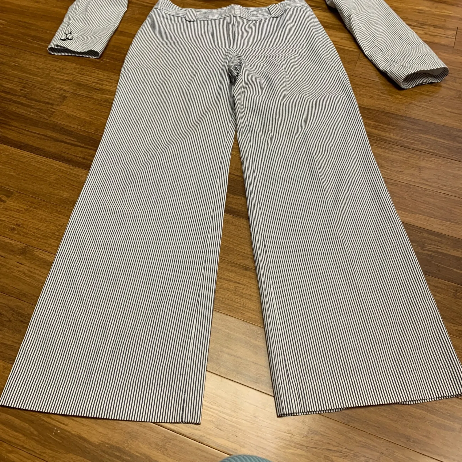 Ann Taylor LOFT Pinstripe Seersucker Blazer Pantsuit Suit Set Womens Size 6/8 - Image 5