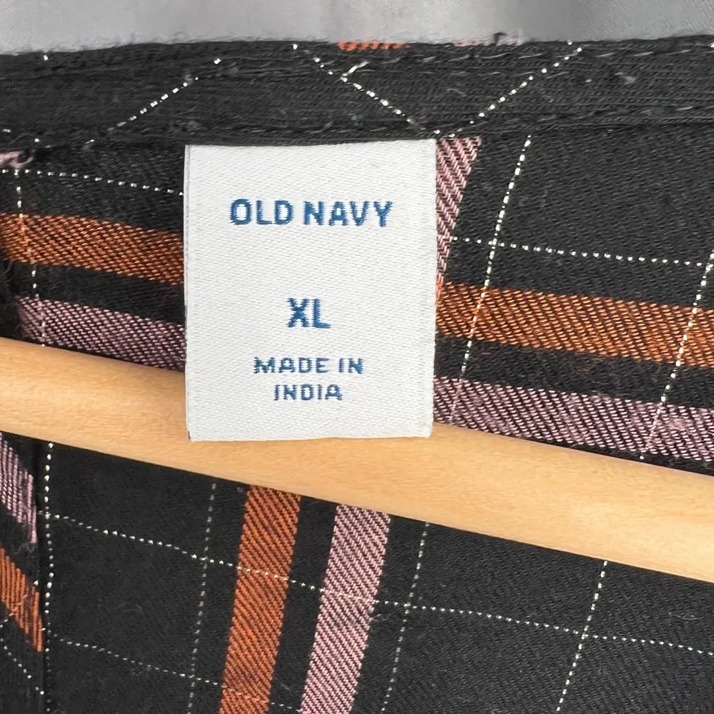 Old Navy Jumpsuit Black Plaid Metallic Crossover Pockets Sleeveless Extra Large - Image 7