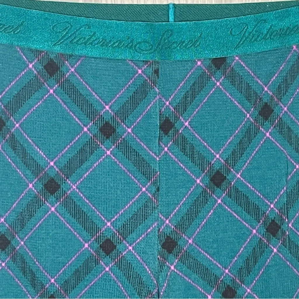 Victoria’s Secret Sz XL Long Pajama Set Teal Purple Black Argyle Plaid - Image 13