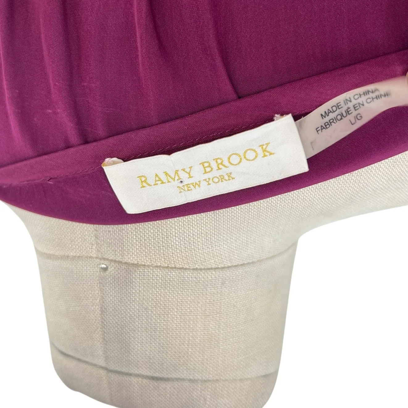 Ramy Brook Blouse Top Long Sleeve Tassels Satin Burgundy Purple Size Large - Image 9