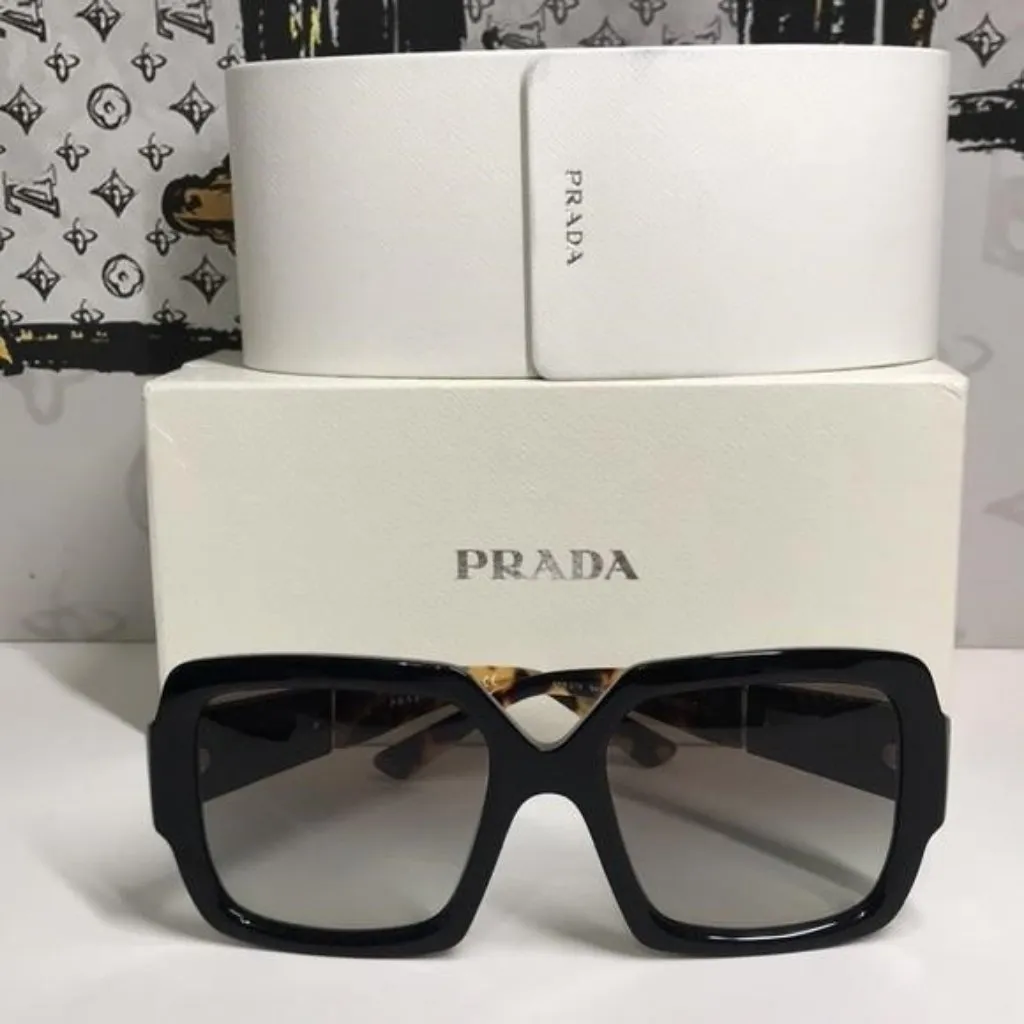 New Authentic Prada Black Square Sunglasses SPR 21x 1AB-0A7 - Image 2
