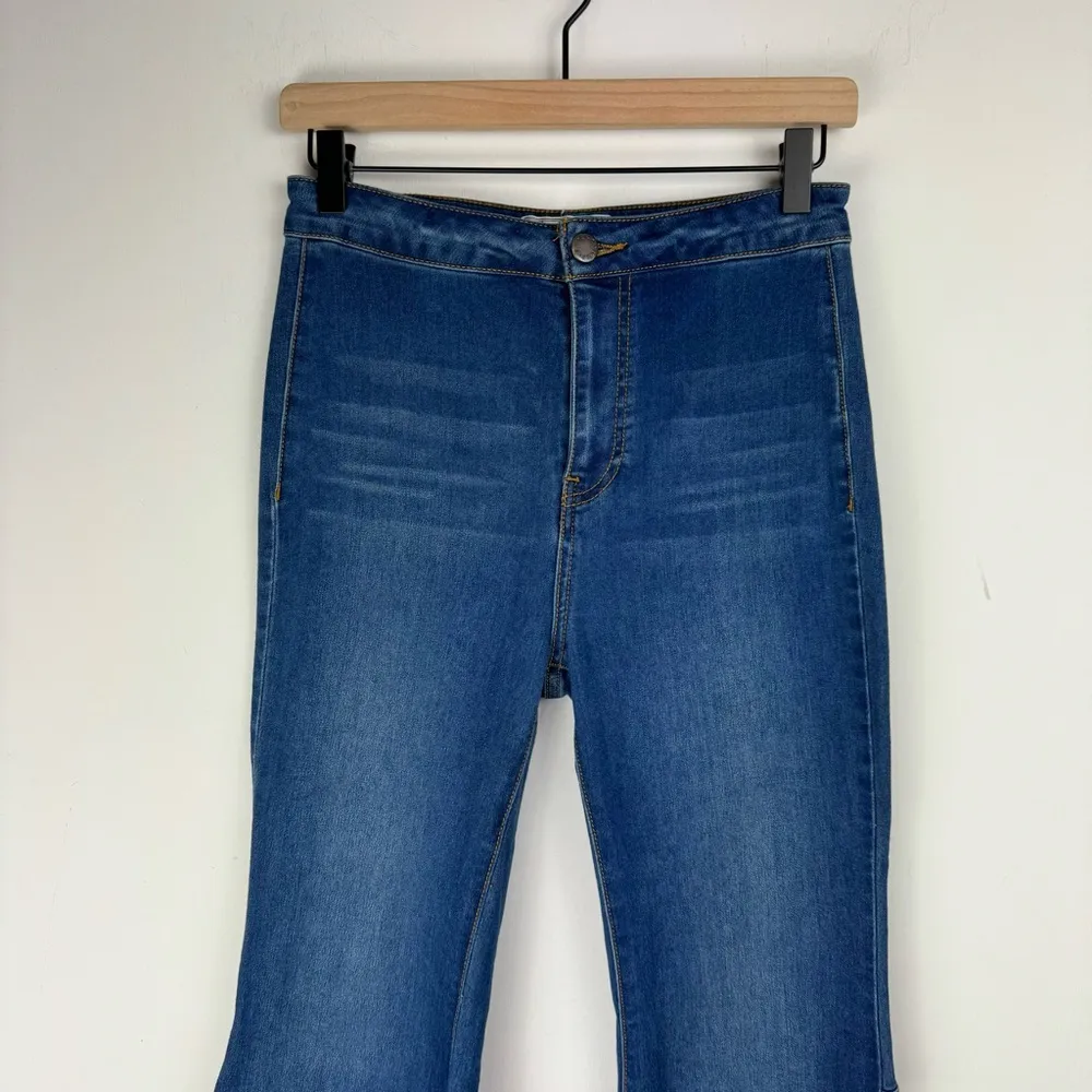 Free People Just Float On Flare Jeans Sz 26 Dark Wash Denim Stretch Western - Image 6