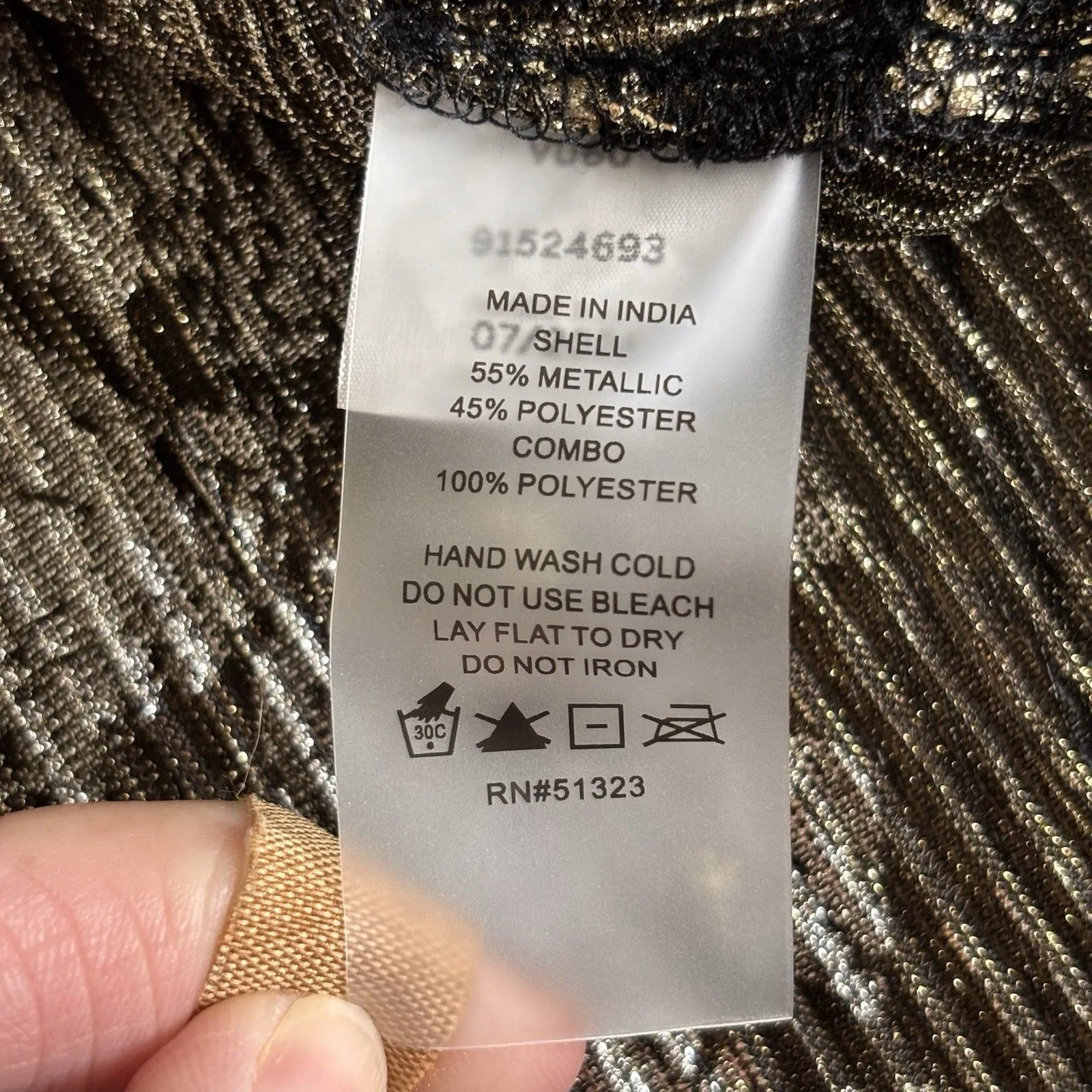 Vince Camuto Confetti Ready Metallic Sheer Black Gold Floral Blouse XS NWT $89 - Image 9