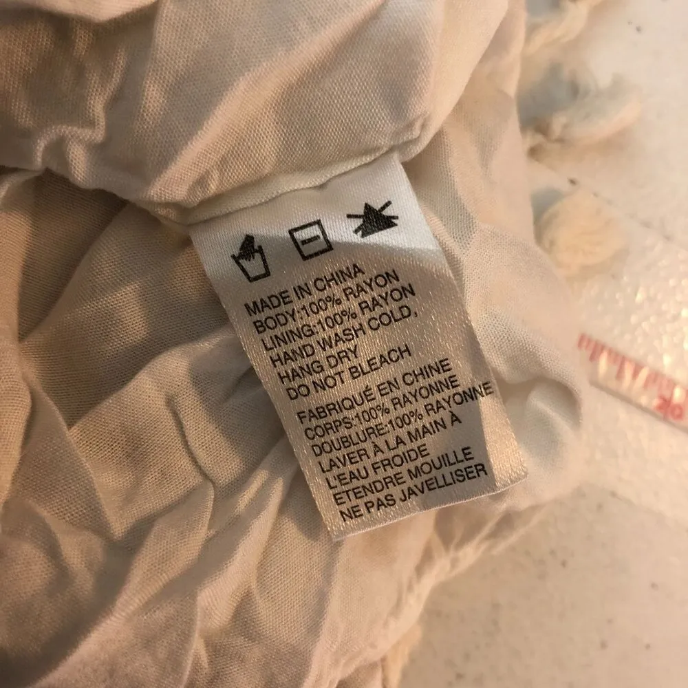 Paper Crane Womens Tropical Leaf Print Shorts Tassel Hem White Green Brown M - Image 4