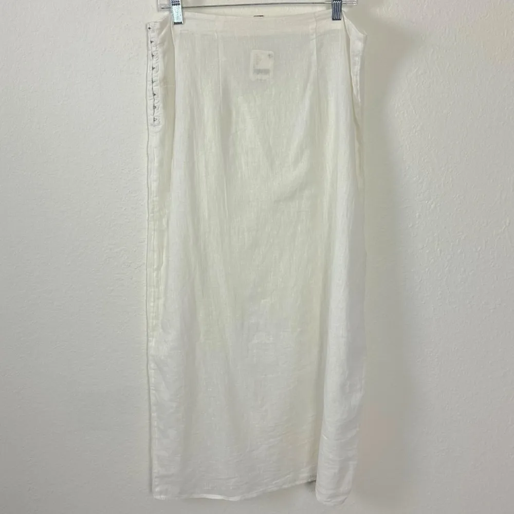 Free People Ethereal Dainty Sheer Linen Midi Skirt White Large NWT Beach Summer - Image 4