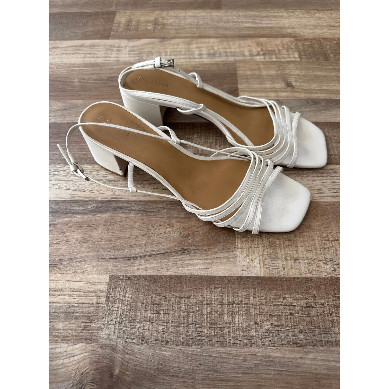 Women's Reformation Eleanora Sling Back Block Heel Sandal in White size 10 70s - Image 2
