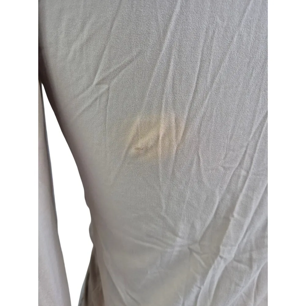 Lafayette NY Viscose Blend Gold Open Shirt Tie Waist Satin Silk Trim Sz S - Image 4