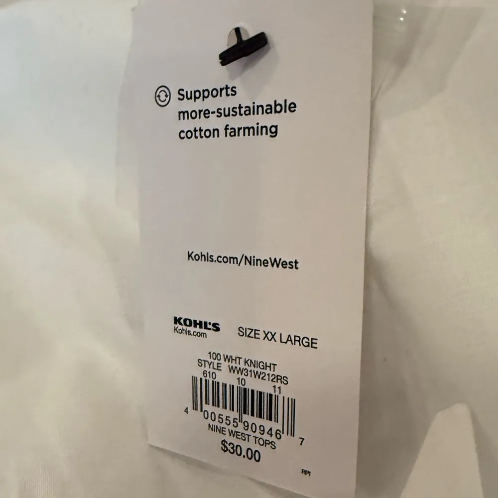 Nine West Solid White Collared Sleeveless Button Down Tie Front Tank Top XXL - Image 4