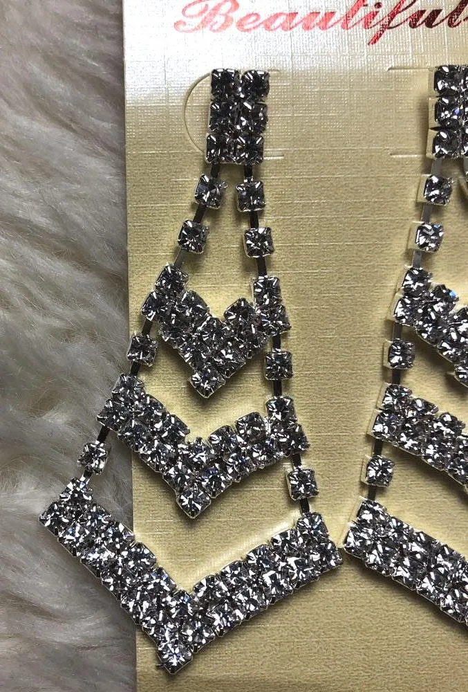 Formal Statement Earrings Silver - Image 4