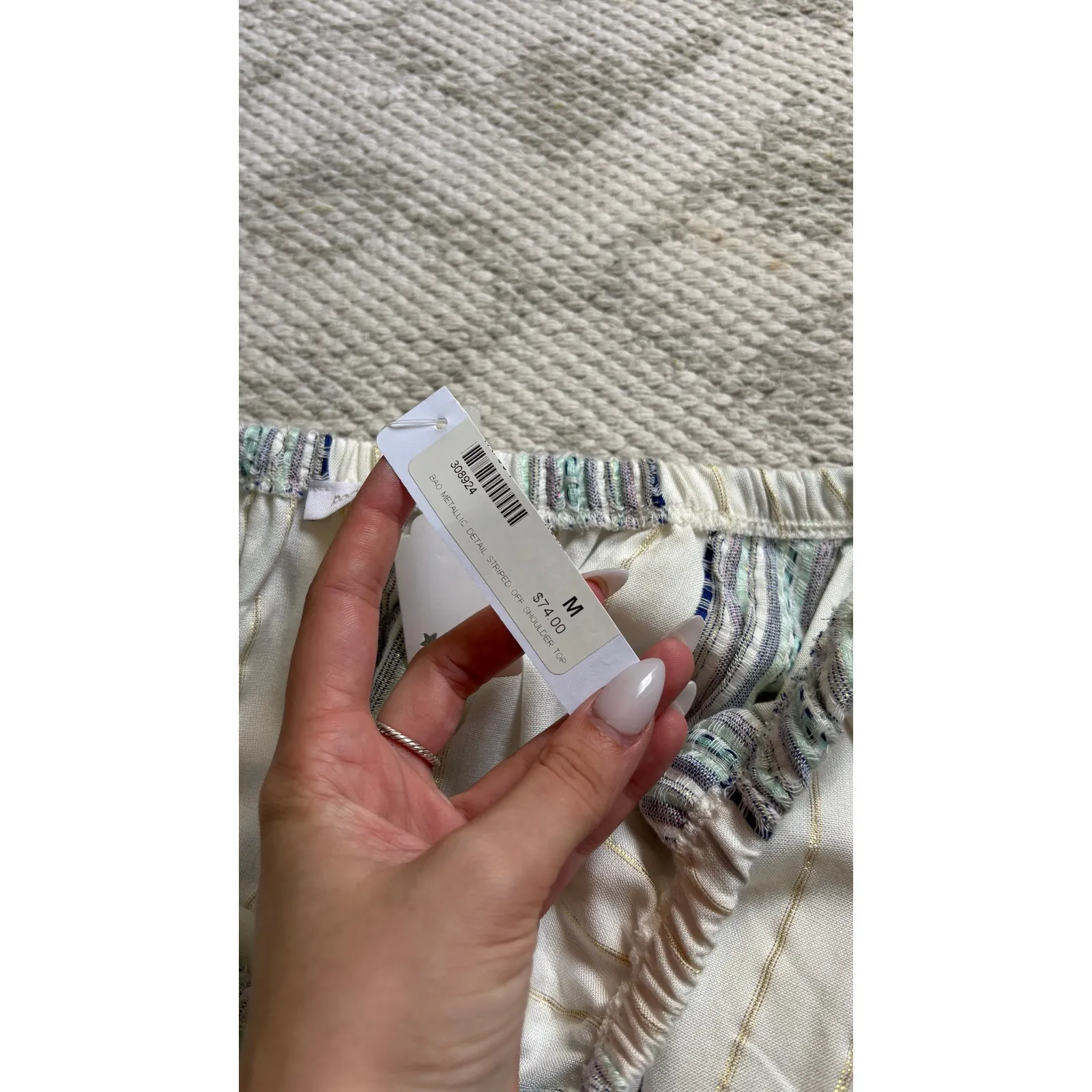 0140. NWT Pookie & Sebastian Ruffle Tiered Off‎ Shoulder Two Piece Set - Image 8