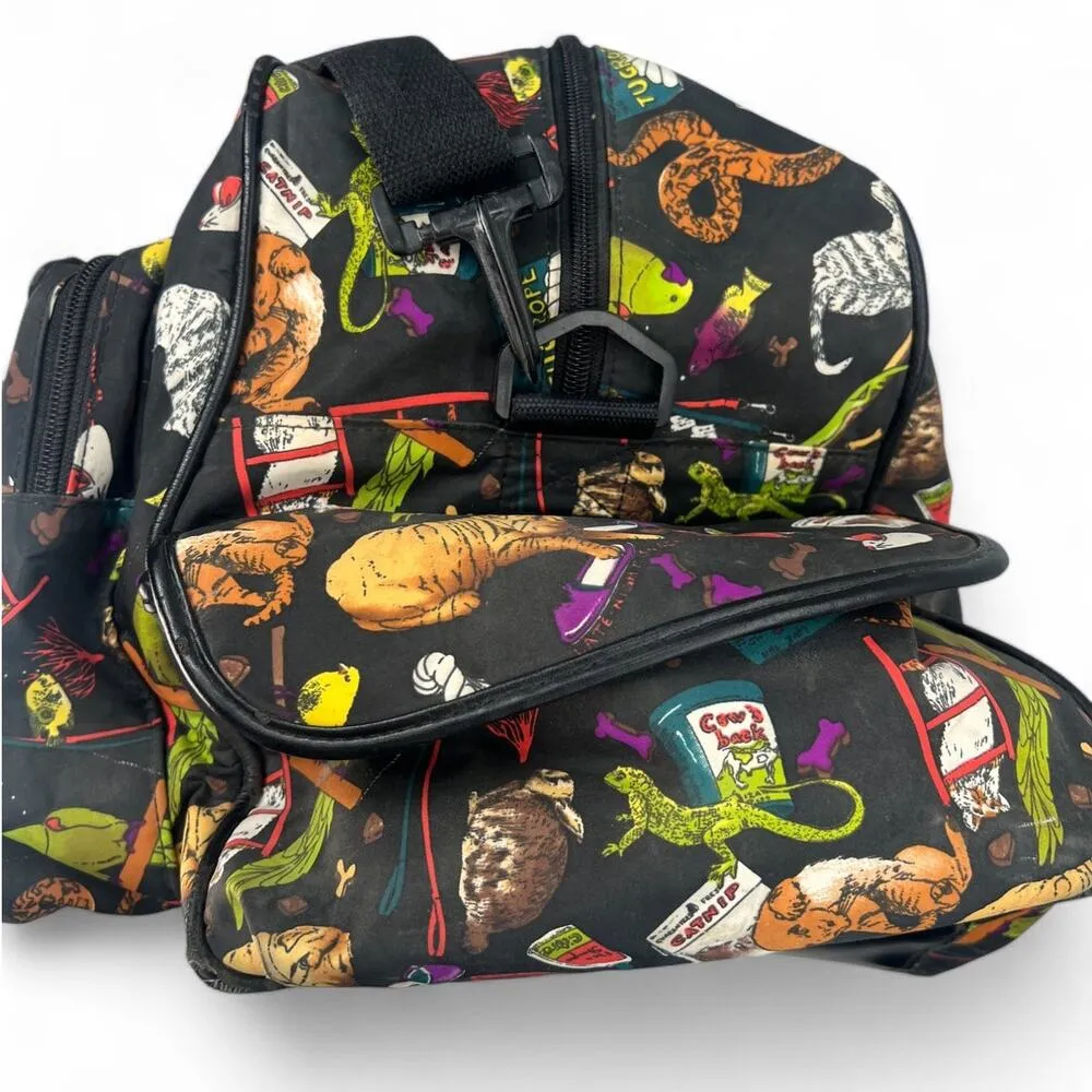 RARE Take Cover x Nicole Miller VINTAGE Y2K Animal Pets Shoulder Tote Duffle Bag - Image 5