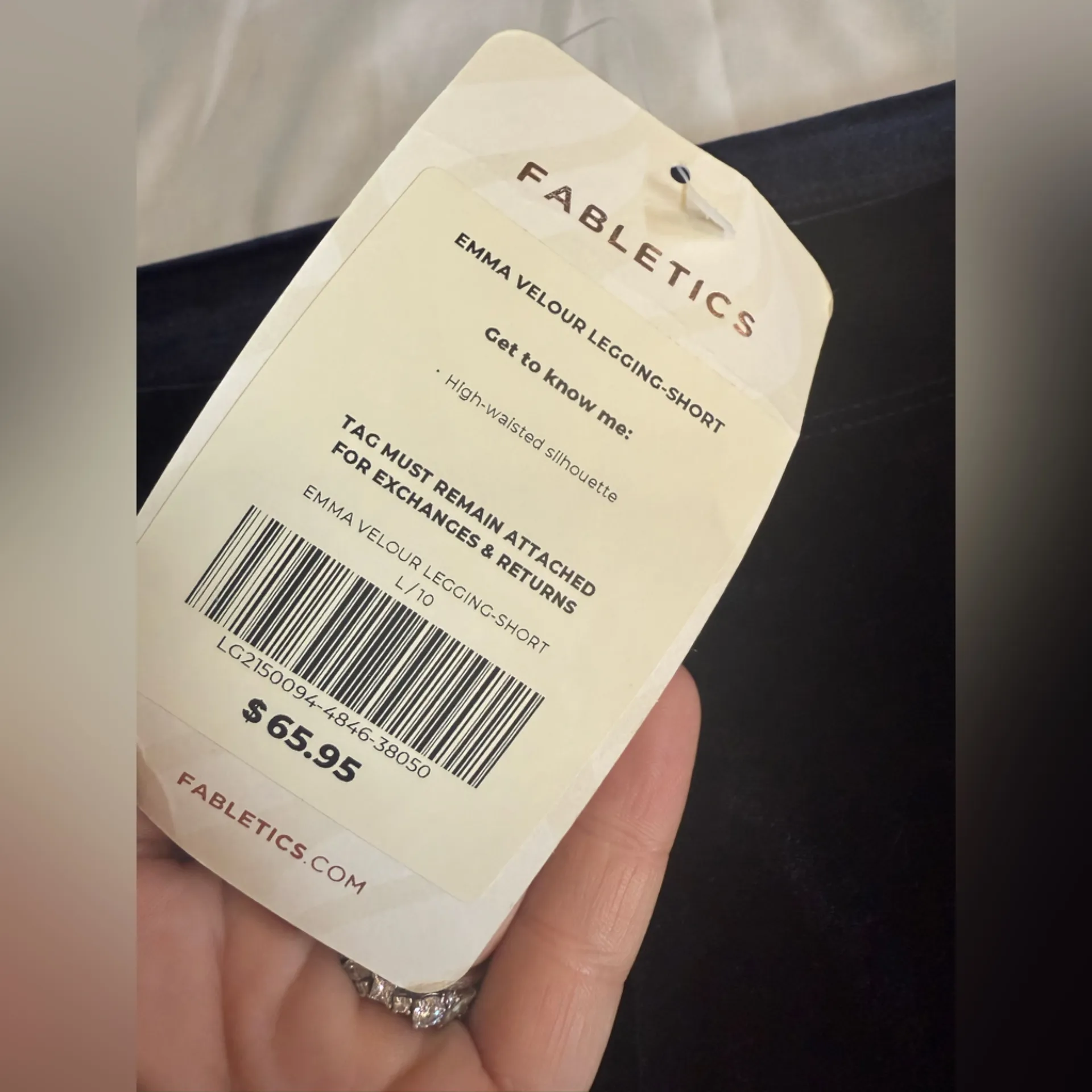 NWT Fabletics Emma Velour High Waist Leggings Short Navy Large 10 - Image 7