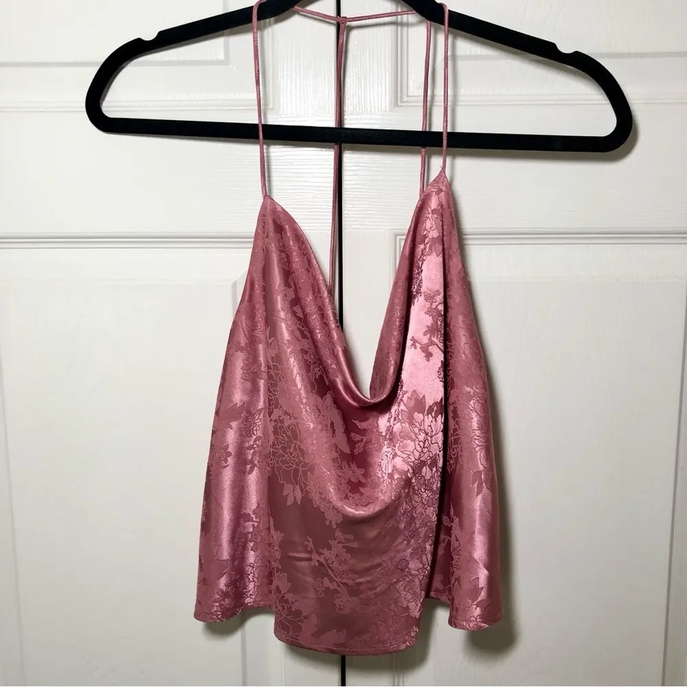 Lulus Pink Cross Back Cowl Neck Top Size S - Image 2