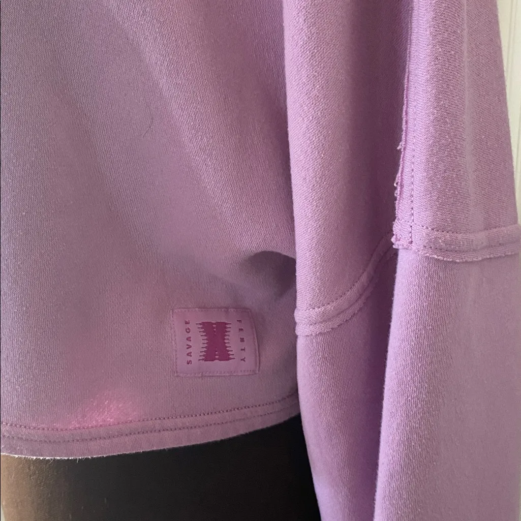 SAVAGE X FENTY Rihanna’s Essential cropped Hoodie, Pink, Large Pink - Image 3