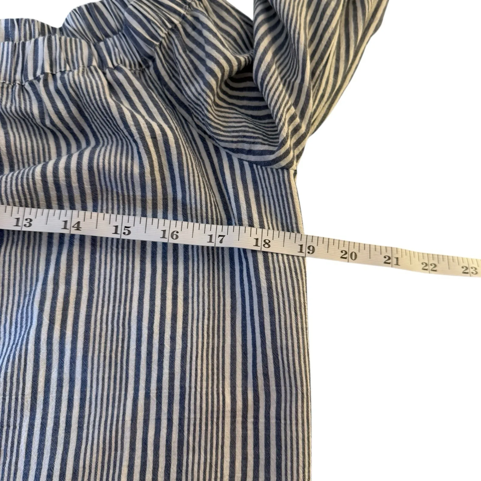 MADEWELL Blue & White Striped Off-Shoulder Shirt Dress XS Cotton Lined Nautical - Image 12