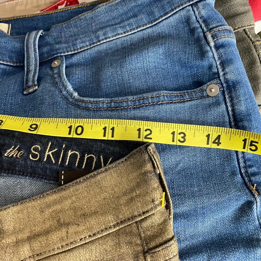 7 For All Mankind The Skinny Rustic Gold Distressed Raw Hem Ankle Jeans Size 25 - Image 3