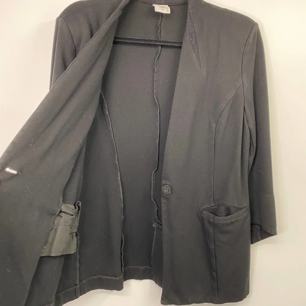 CAbi Turner Ponte Stretch Blazer Jacket Fitted Black One Button Womens Small - Image 5