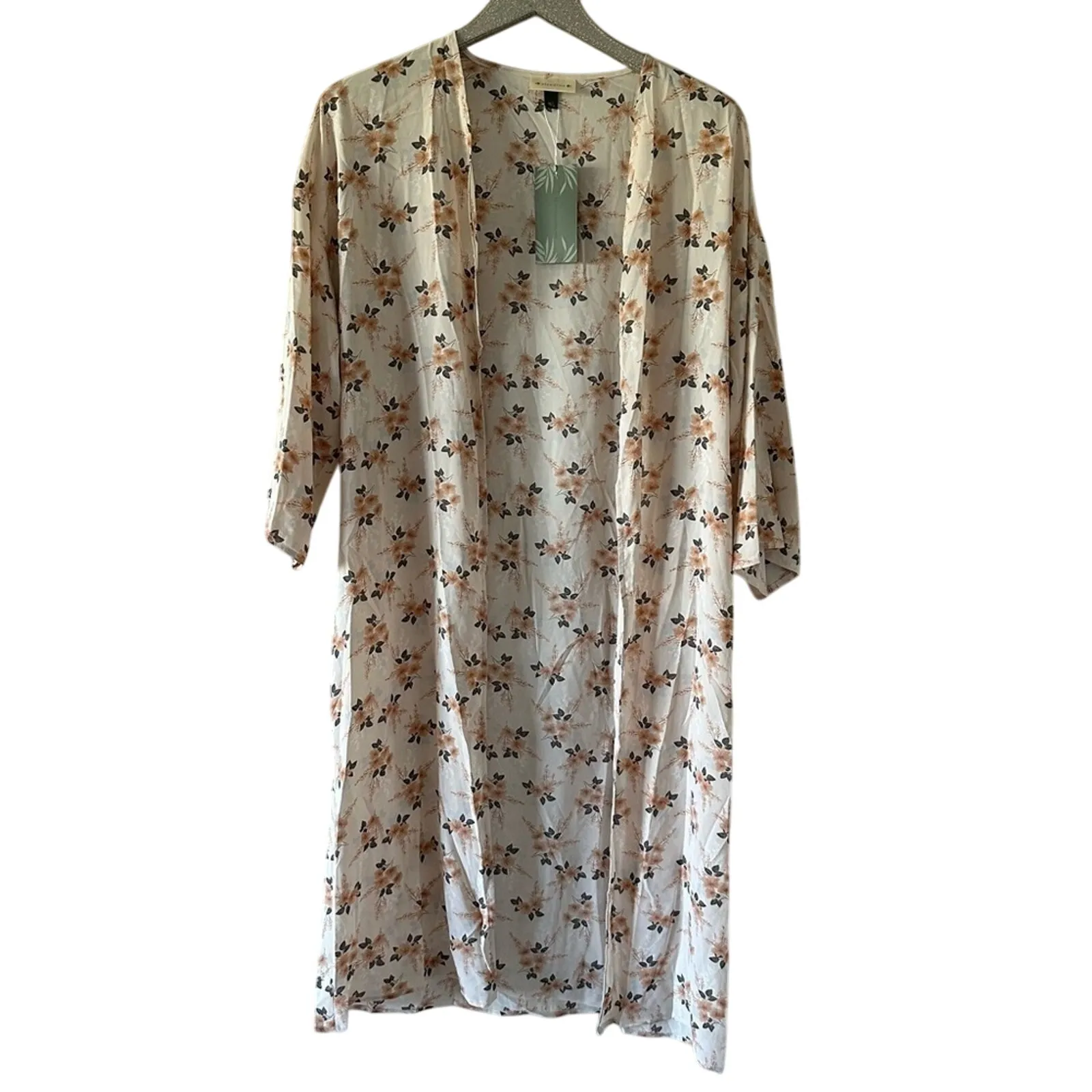 Alredine by Bailey’s Blossoms Cream Floral Print Duster Long Cardigan NEW Pink Size M - Image 2